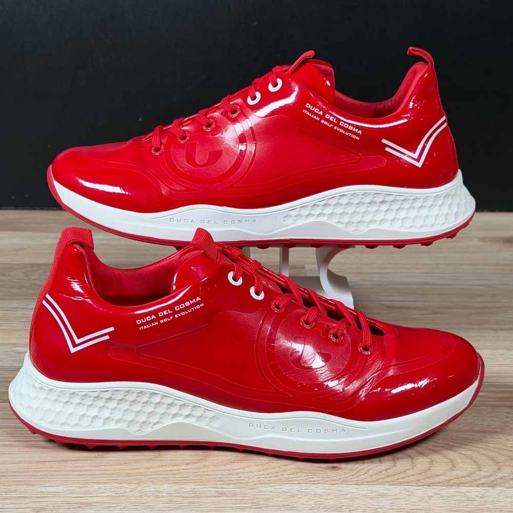Duca Del Cosma Wildcat Golf Shoes Womens 11-11.5 Red Patent Leather Spikeless